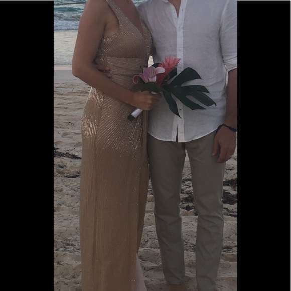 Parker Black Monarch Beaded Blush/Nude Gown - Size 6 - Picture 12 of 15